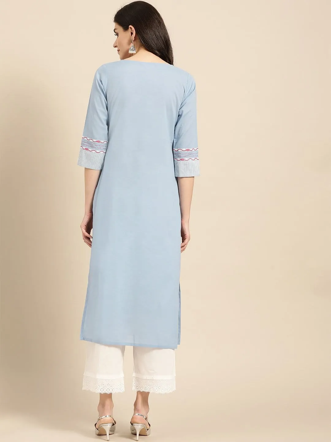 Powder Blue Straight Kurta