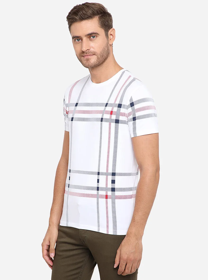 Red & White Printed Slim Fit T-Shirt | JadeBlue