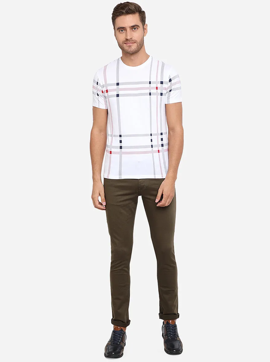 Red & White Printed Slim Fit T-Shirt | JadeBlue