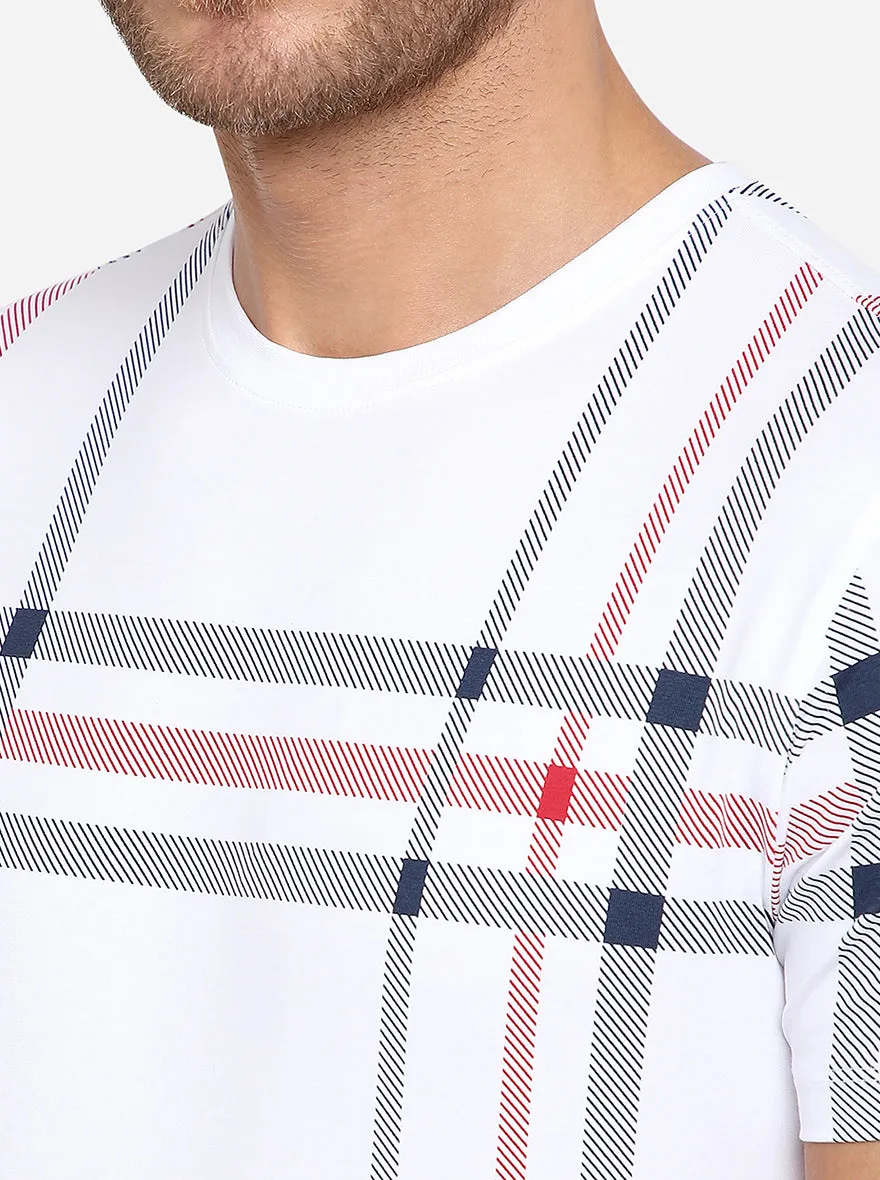 Red & White Printed Slim Fit T-Shirt | JadeBlue
