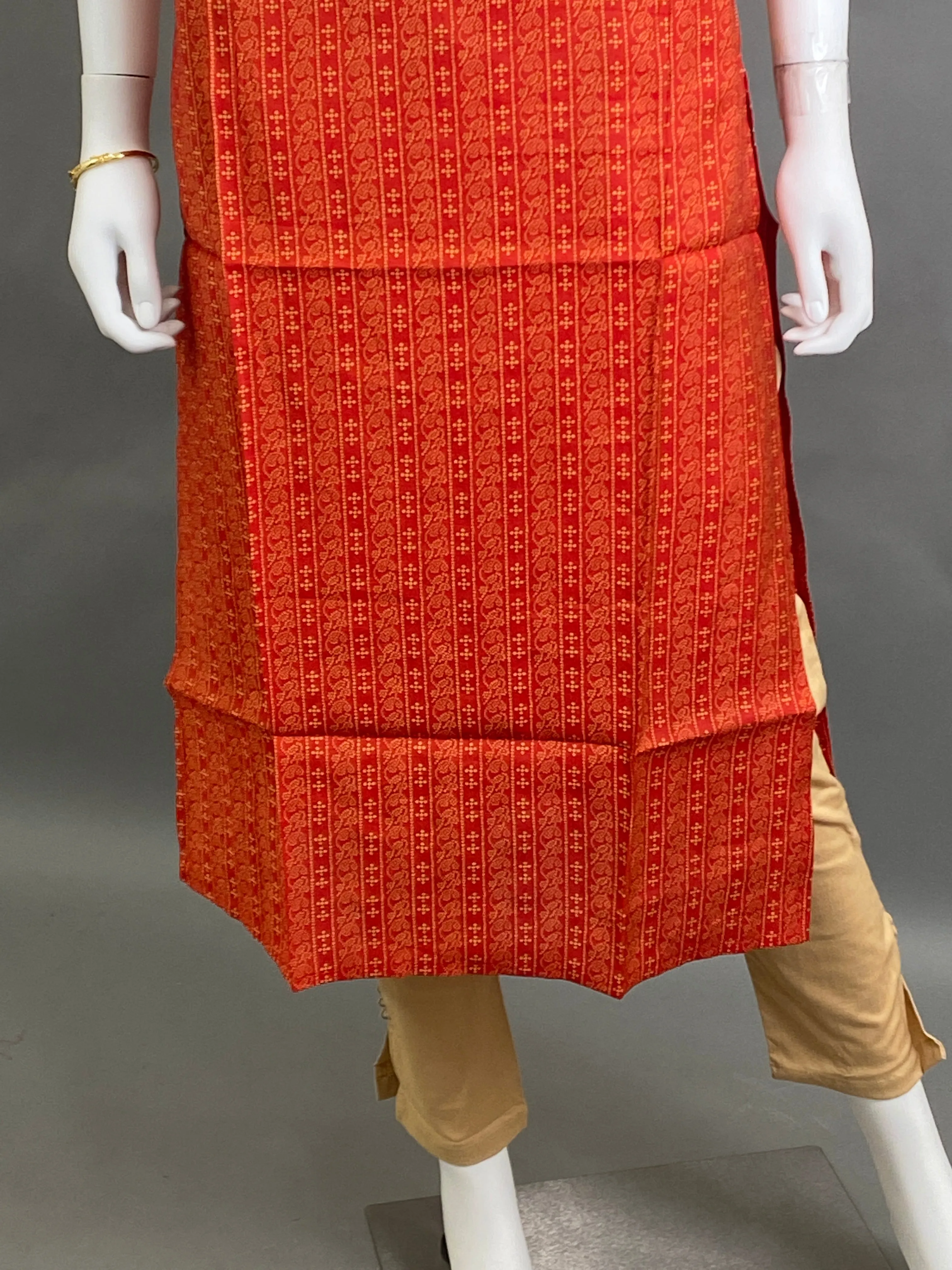 Red Muslin Bandini Straight Kurti