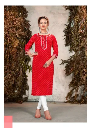 Red Rayon Kurta for Women