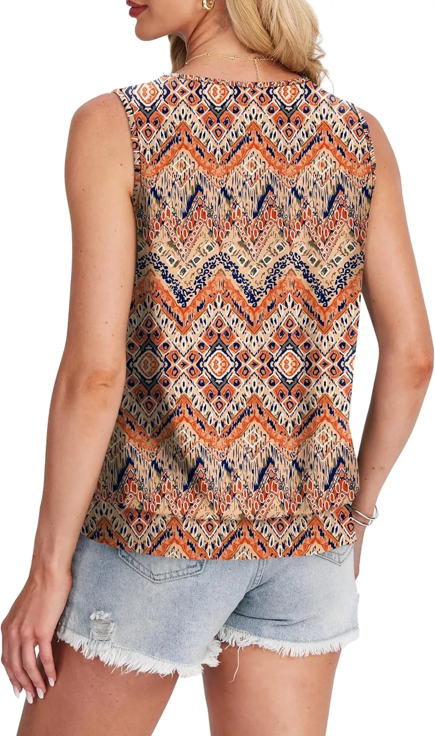 SAMPEEL Womens Tank Tops Loose Fit Casual Round Neck Sleeveless Summer Tops Trendy Vacation Clothes 2025