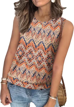 SAMPEEL Womens Tank Tops Loose Fit Casual Round Neck Sleeveless Summer Tops Trendy Vacation Clothes 2025