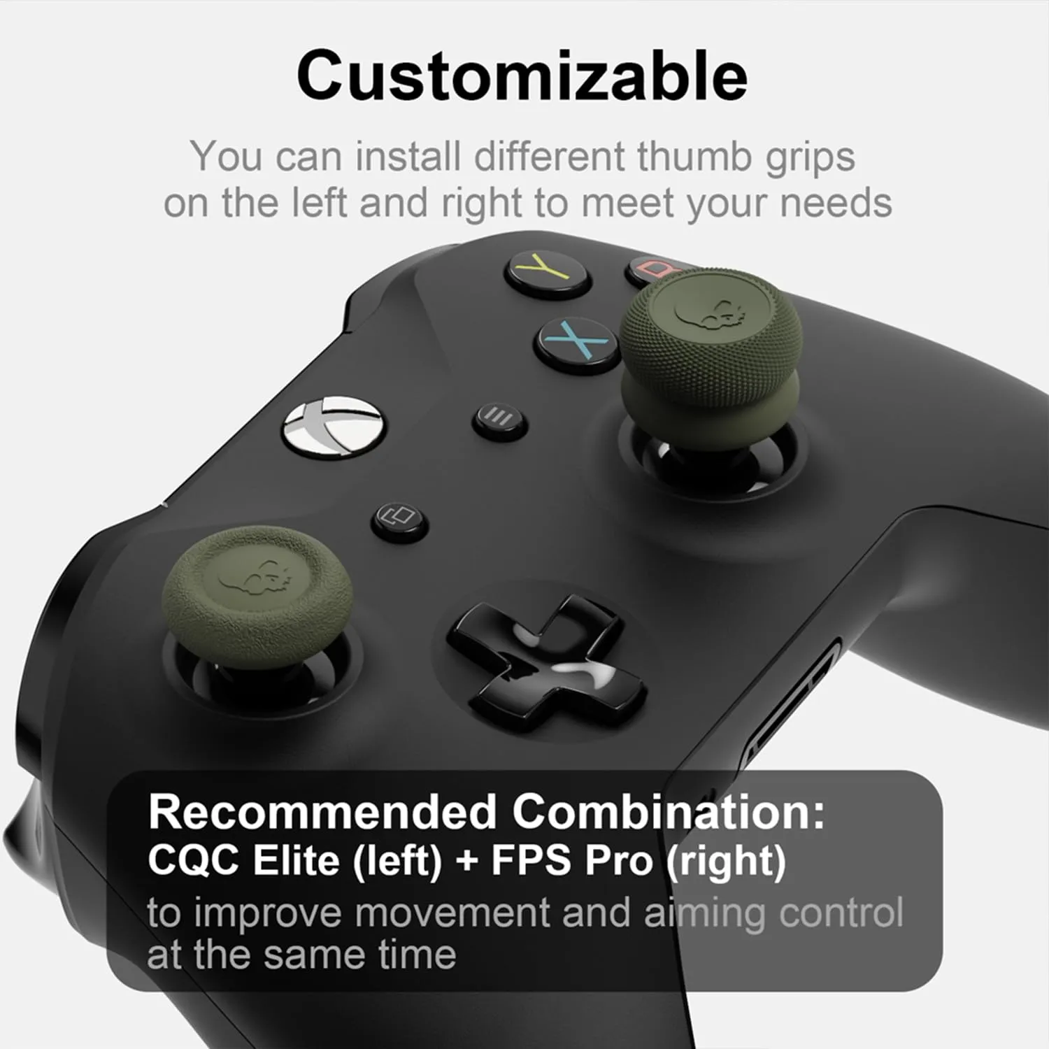 Skull & Co. Skin, CQC and FPS Thumb Grips Joystick Cap Analog Stick Cover for Xbox Controller- OD Green, Set of 6