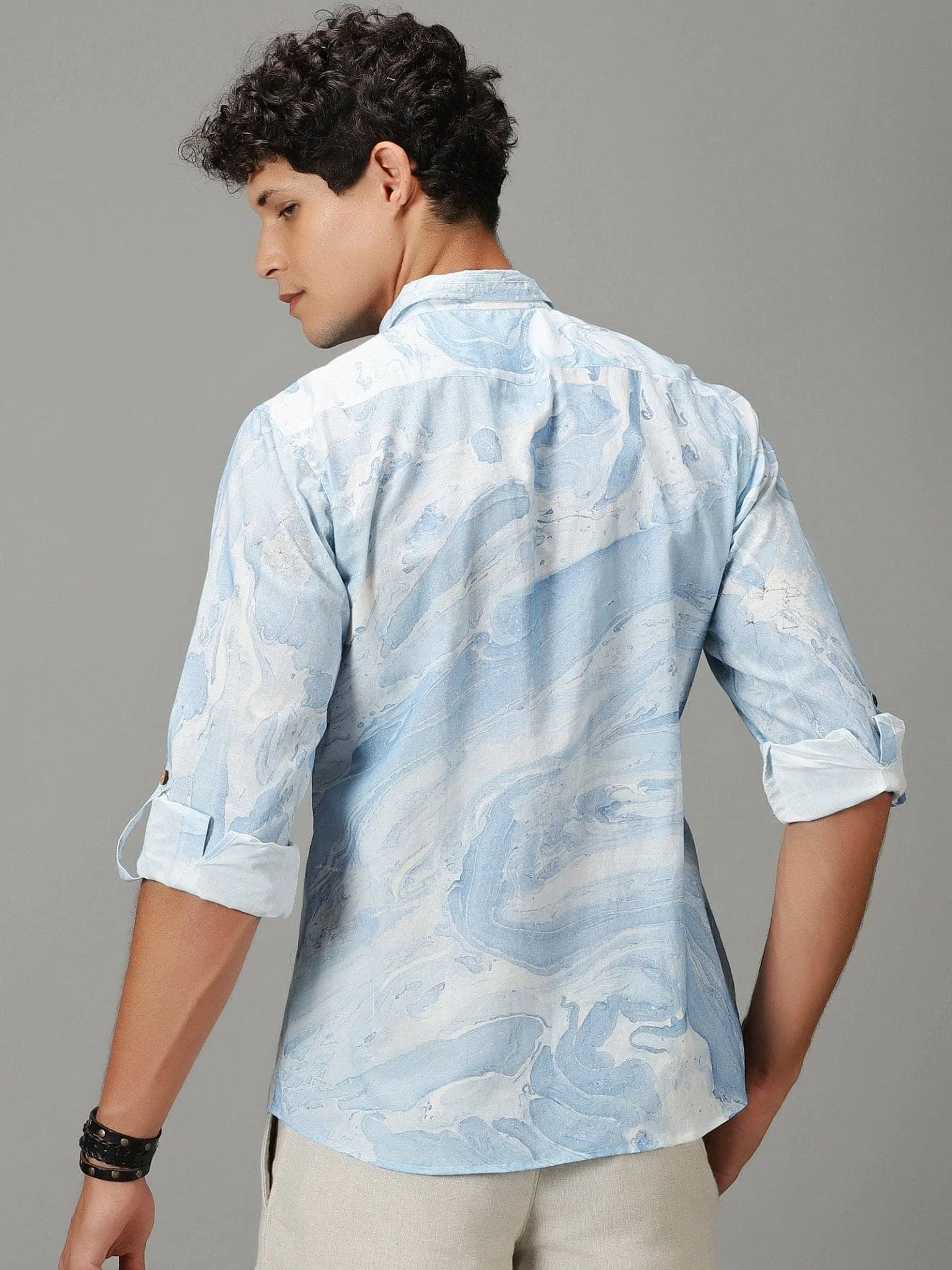 Sky Blue Hand Dyed Men's Shirt.