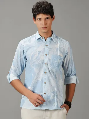Sky Blue Hand Dyed Men's Shirt.