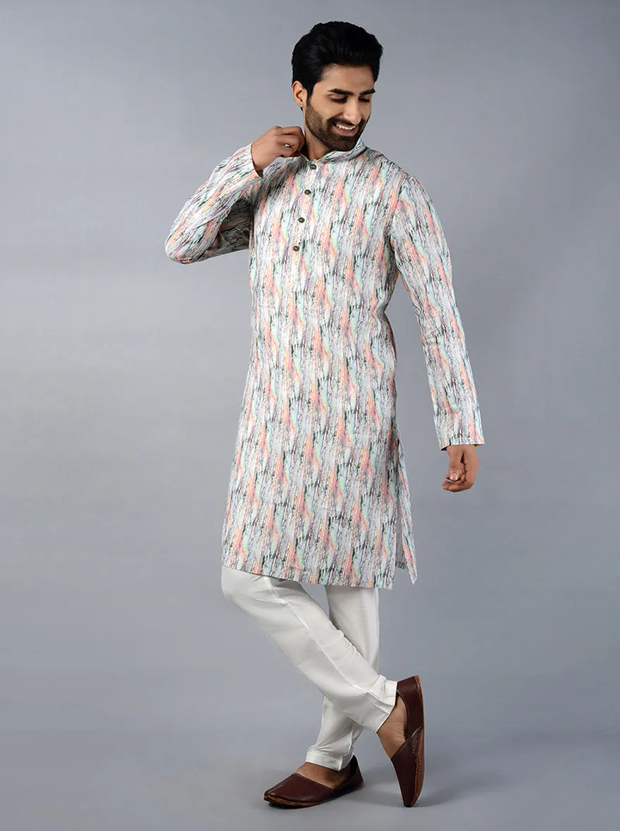 Snow White Printed Regular Fit Kurta | TULA