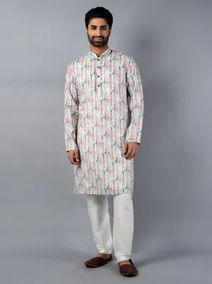 Snow White Printed Regular Fit Kurta | TULA