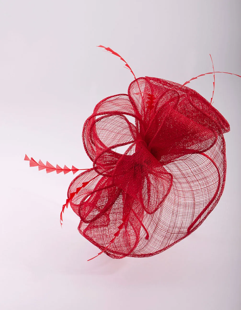 Triangular Red Feather Fascinator