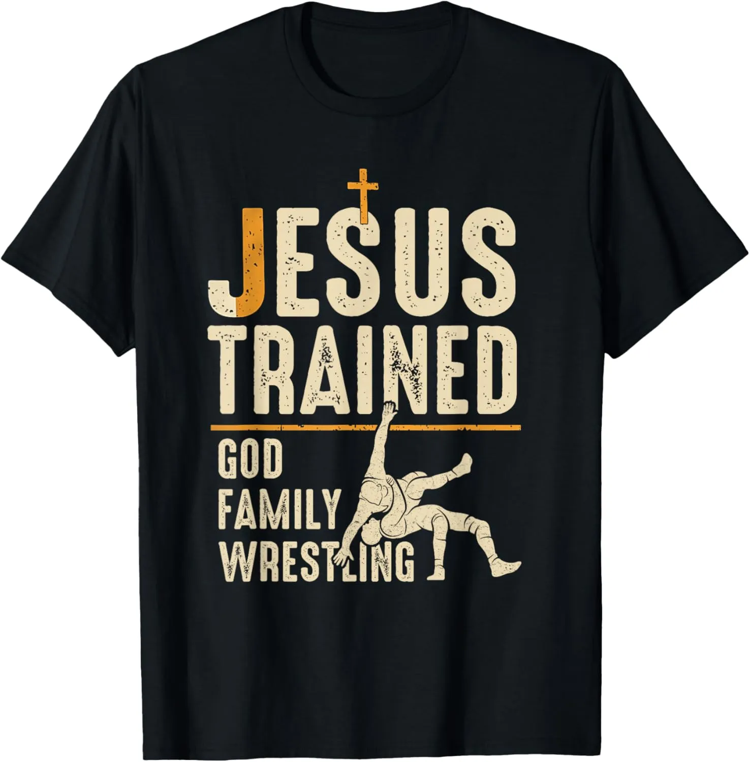 Unisex-Adults Black Small Christian Wrestling T-Shirt