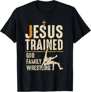 Unisex-Adults Black Small Christian Wrestling T-Shirt