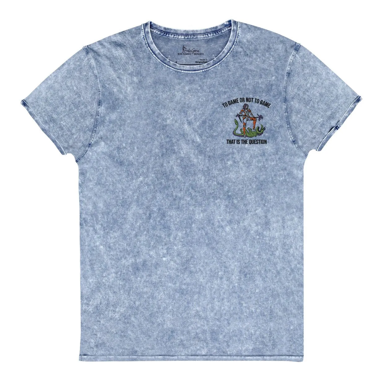 Unisex Embroidered Denim T-Shirt To Game Or Not To Game