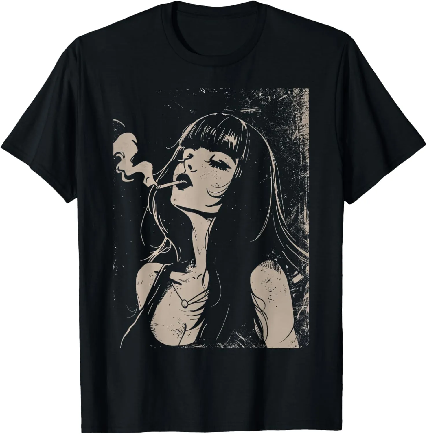 Waifu Anime Horror Girl Aesthetic T-Shirt, Small, Black