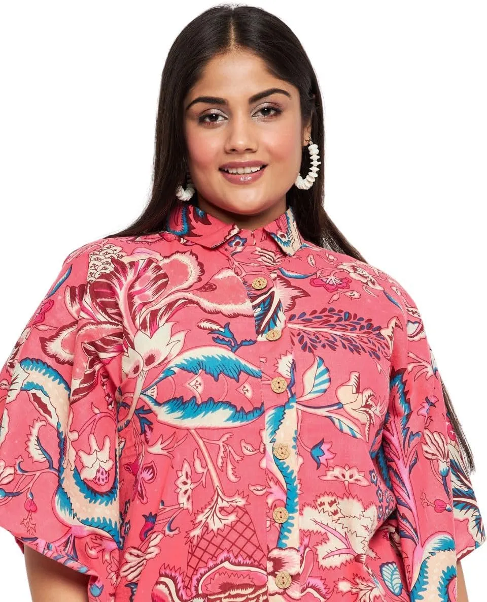 Women Short Kaftan Plus Size Dress Comfortable Cotton Kimono Dresses for Casual Wear