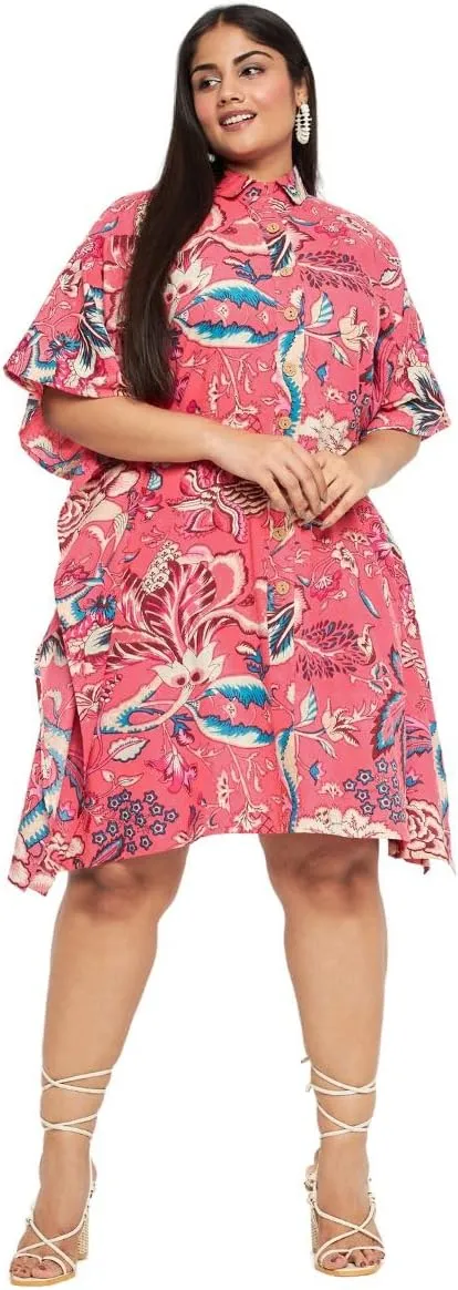 Women Short Kaftan Plus Size Dress Comfortable Cotton Kimono Dresses for Casual Wear