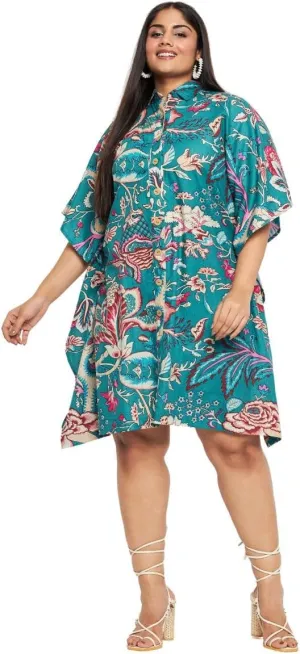 Women Short Kaftan Plus Size Dress Comfortable Cotton Kimono Dresses for Casual Wear