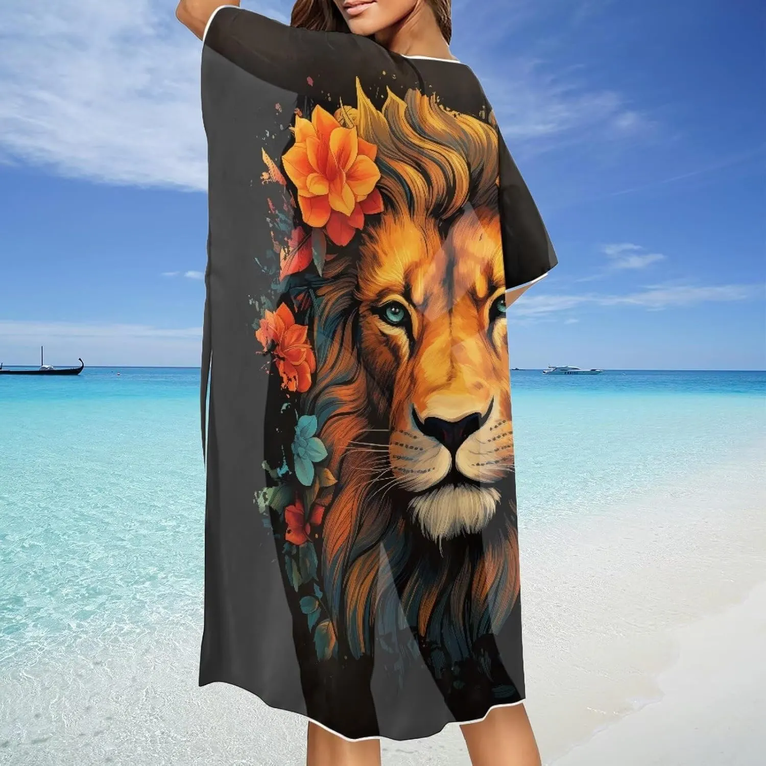 Women's Beach Cover up Swimsuit Kimono, Loose Casual Swimsuit for Bikini Resort Wear