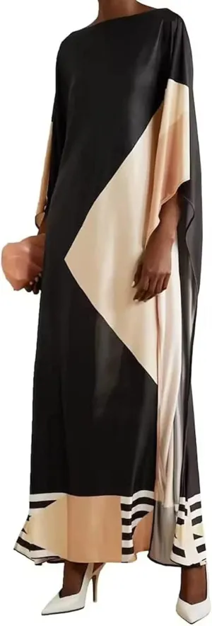 Women's Long Ankle Length Casual Wear Satin Silk Printed Kaftan, Beach Wear