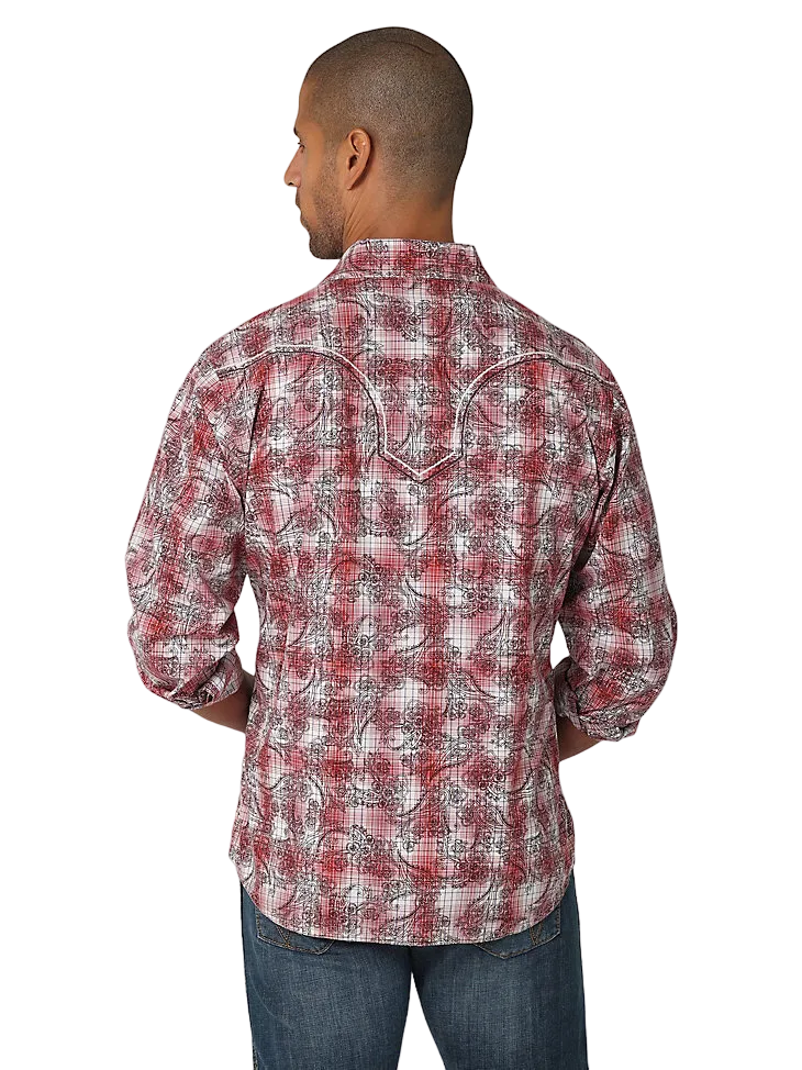 Wrangler Men's Long Sleeve Western Overprint Shirt - Big