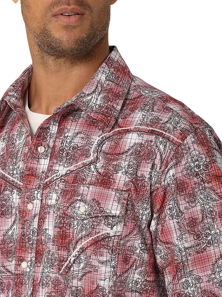 Wrangler Men's Long Sleeve Western Overprint Shirt - Big