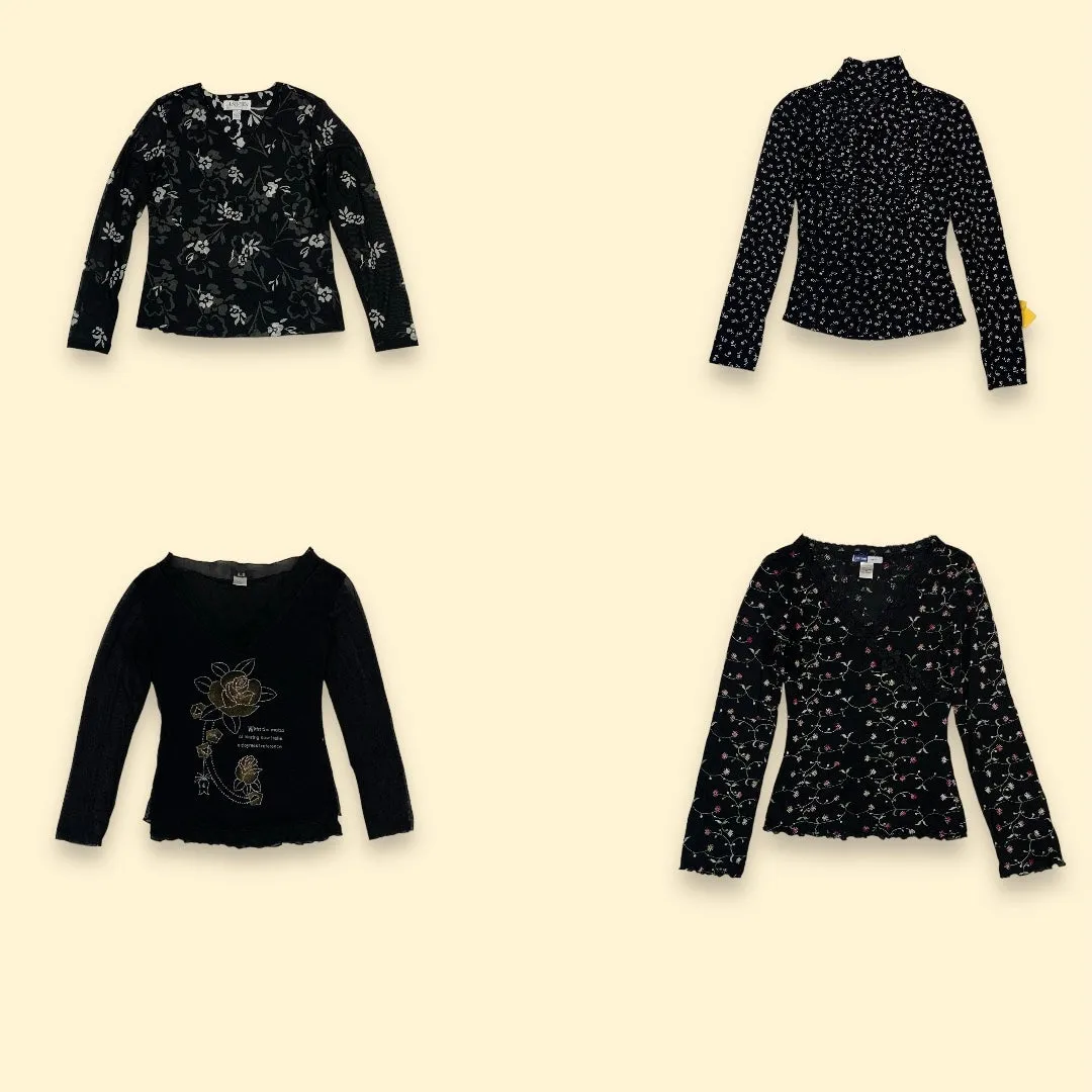 Y2K Black Elegance Long Sleeve Blouse (GRV-8-34)
